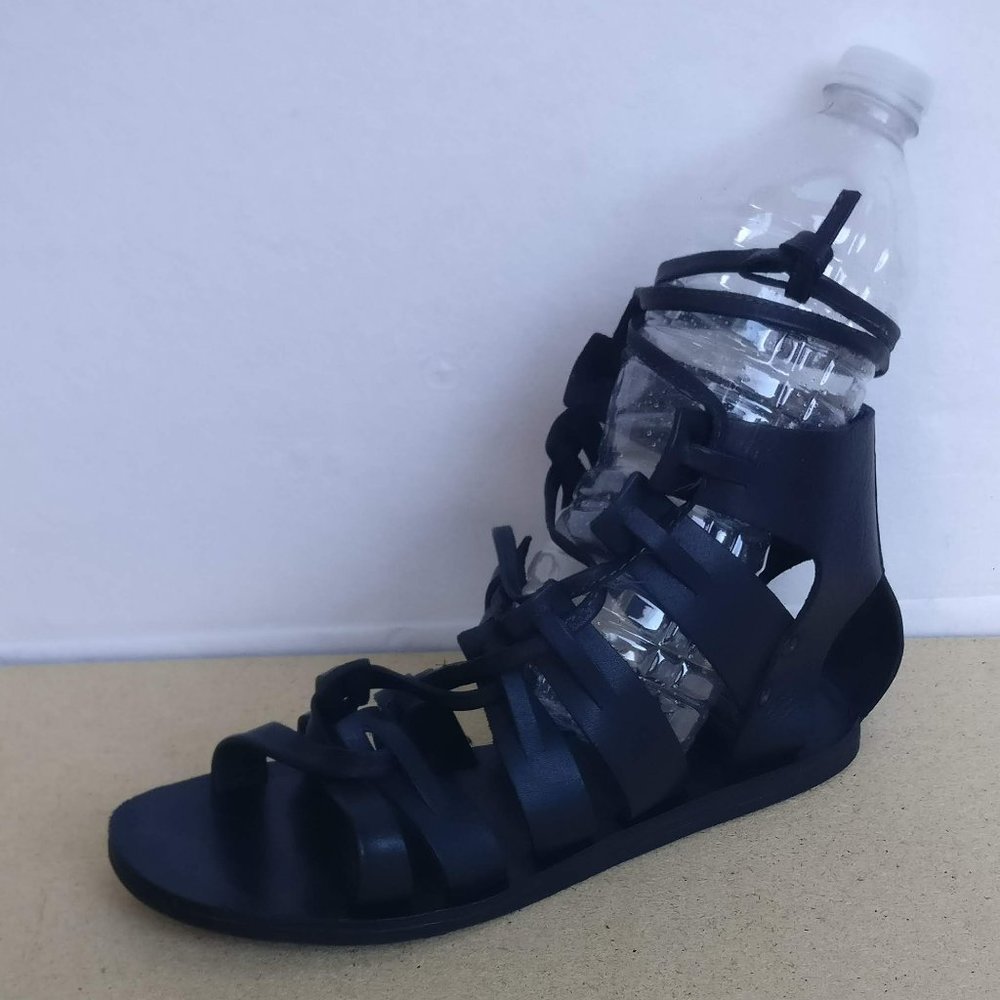 HUDSON LONDON Summertime ALL LEATHER Ancient Greek Gladiator Ankle wrap Sandal